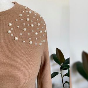 ZARA Sweater NWT Fall Pearls Knit Top NEW